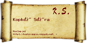 Kopkó Sára névjegykártya